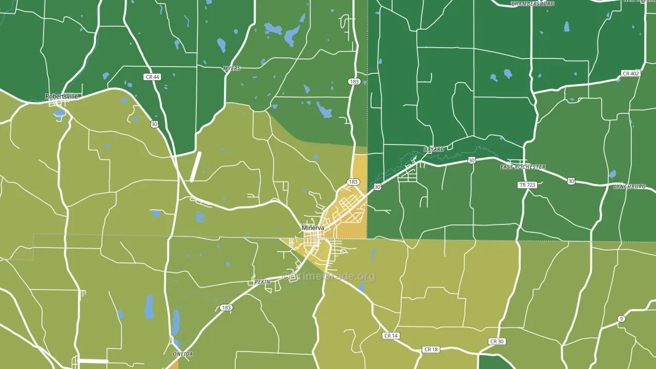 Minerva, OH Map of Vandalism Rates