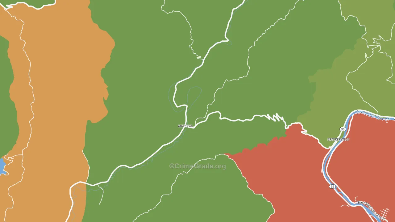 Minerva, OR Map of Vandalism Rates