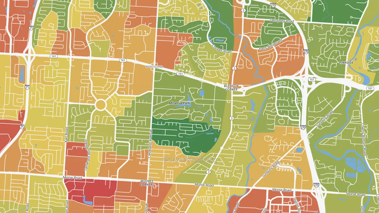 Minerva Park, OH Map of Vandalism Rates