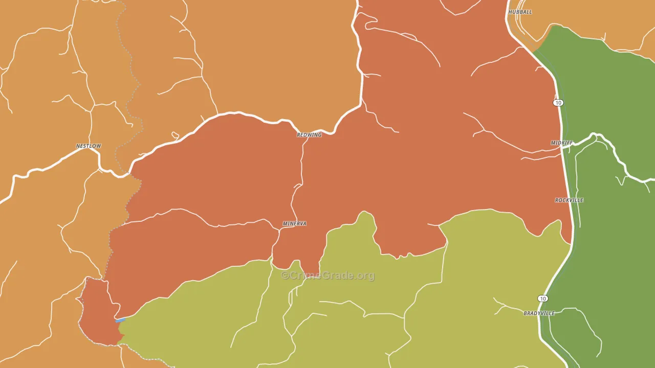 Minerva, WV Map of Vandalism Rates