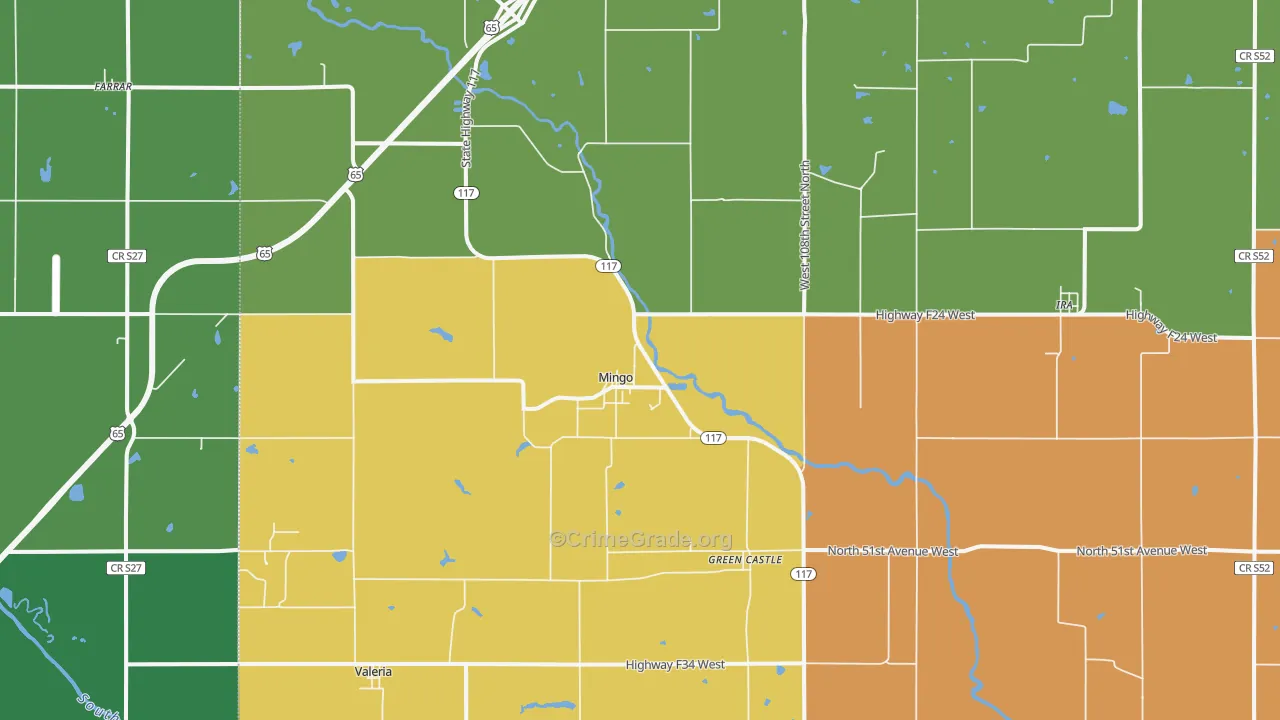 Mingo, IA Map of Vandalism Rates