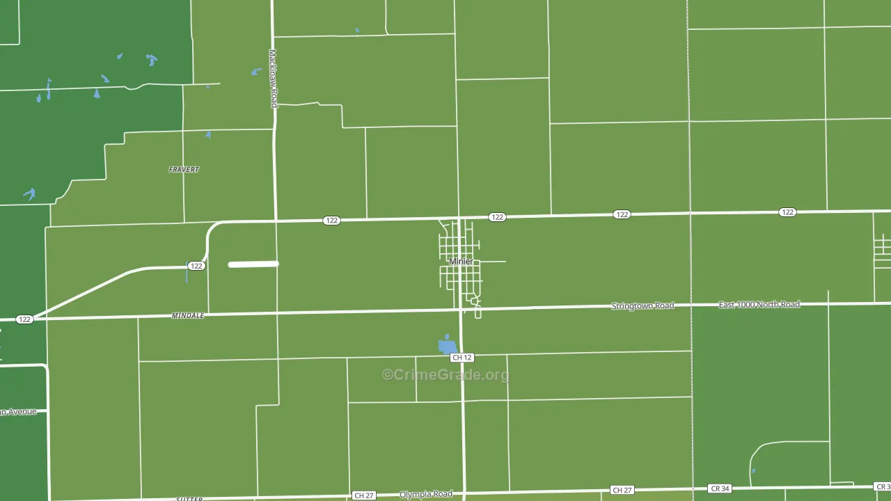 Minier, IL Map of Vandalism Rates