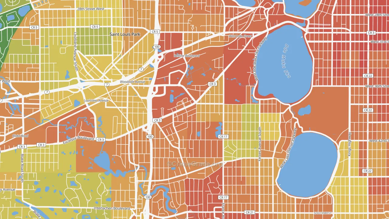 Minikahda Vista, St. Louis Park, MN Map of Vandalism Rates