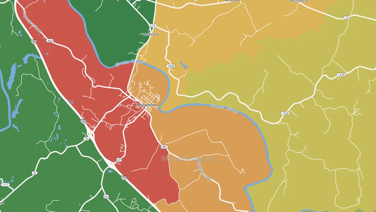 Mining City, KY Map of Vandalism Rates