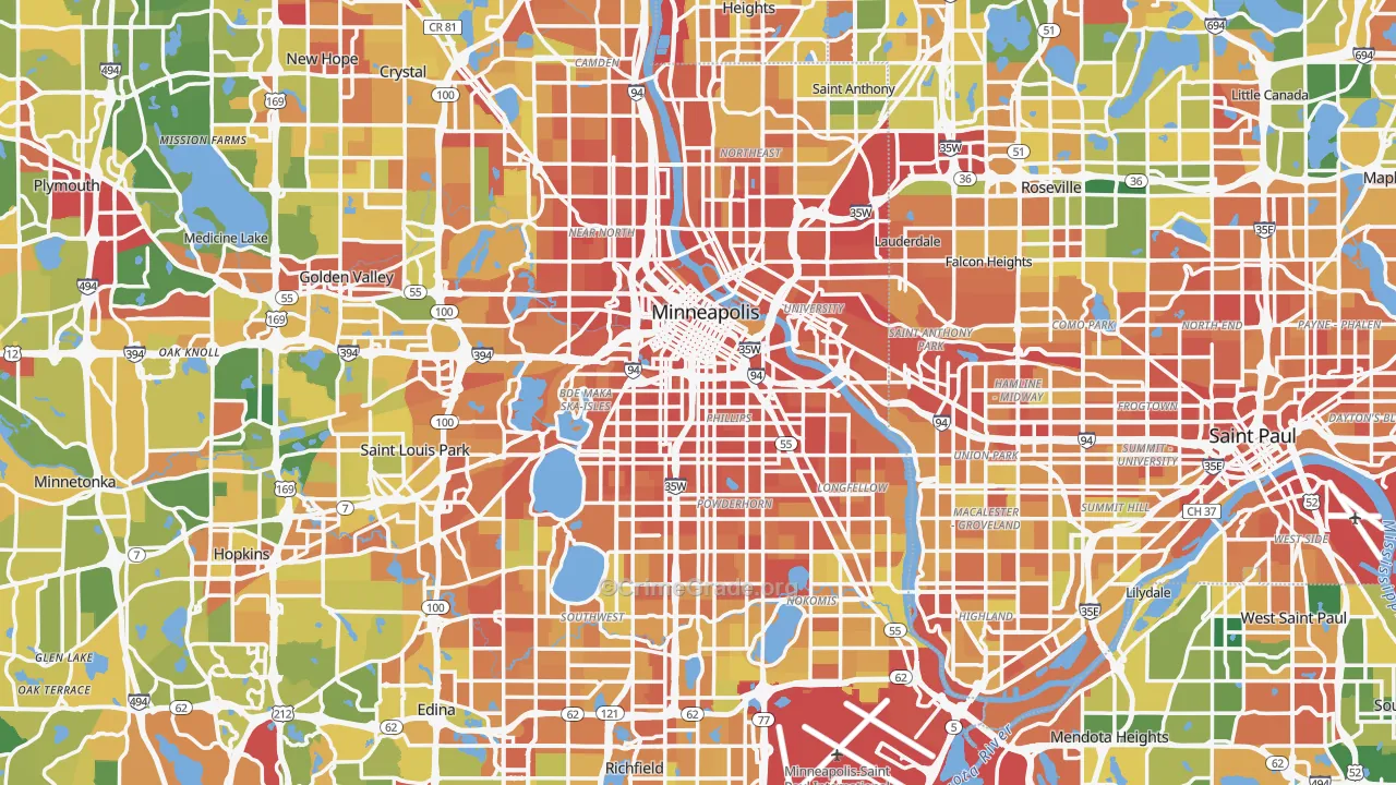 Minneapolis, MN Map of Vandalism Rates
