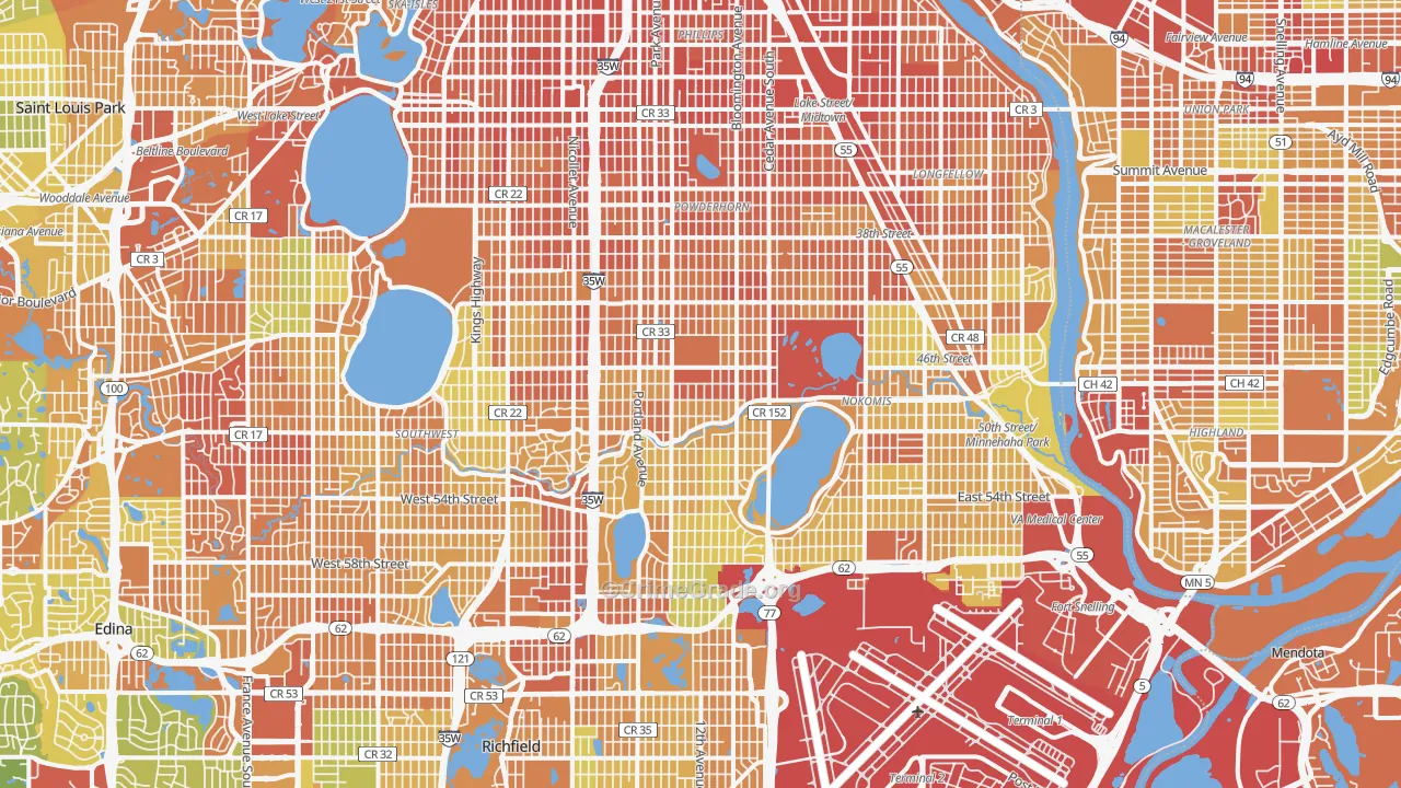 Minnehaha, Minneapolis, MN Map of Vandalism Rates