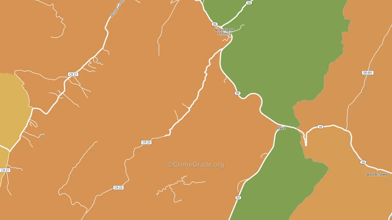 Minnehaha Springs, WV Map of Vandalism Rates