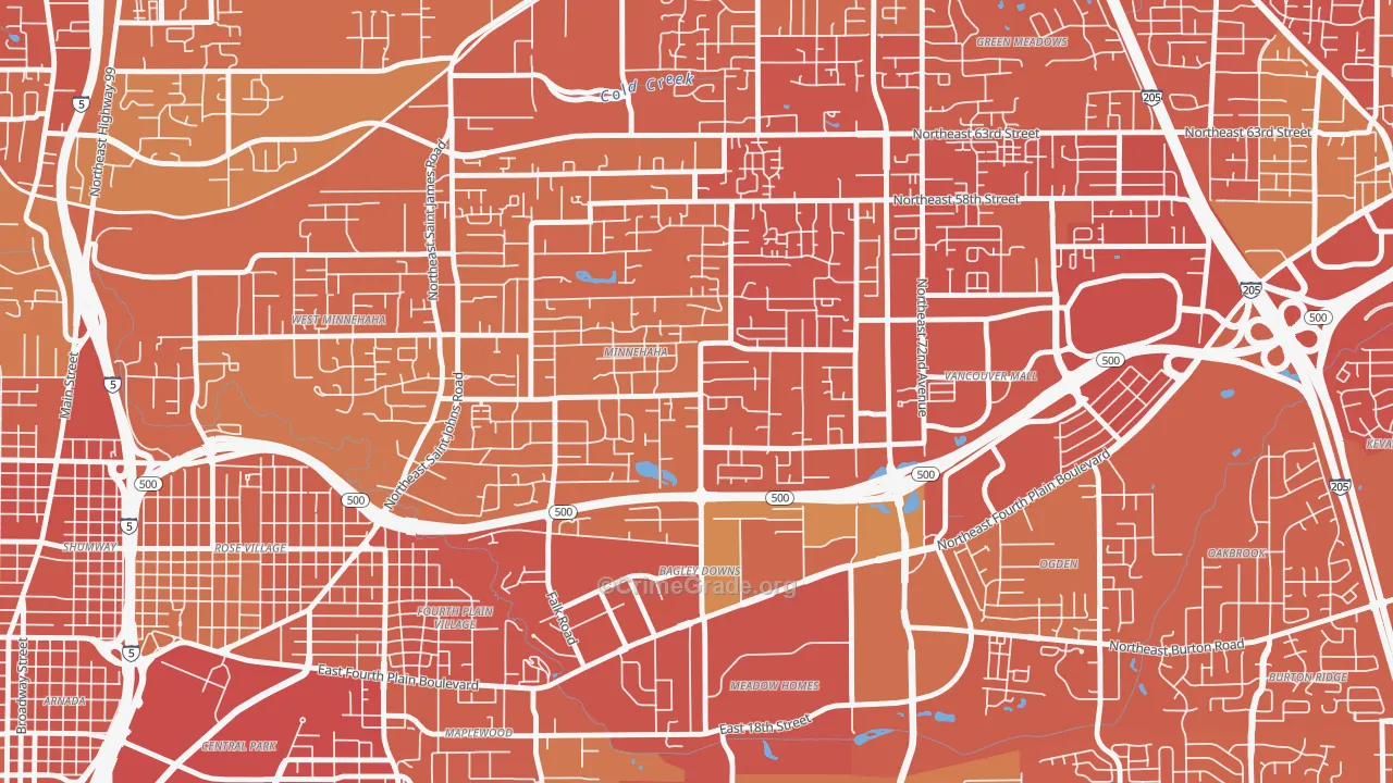 Minnehaha, WA Map of Vandalism Rates