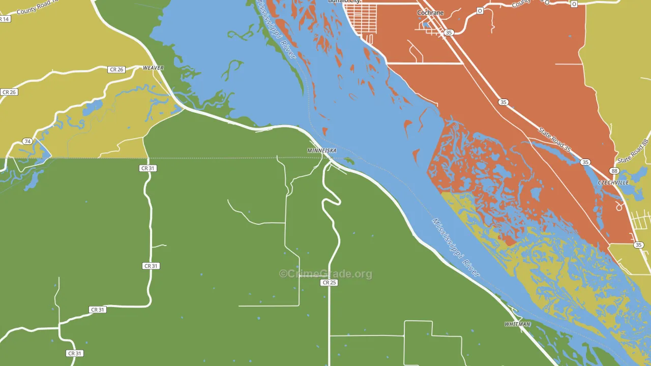 Minneiska, MN Map of Vandalism Rates