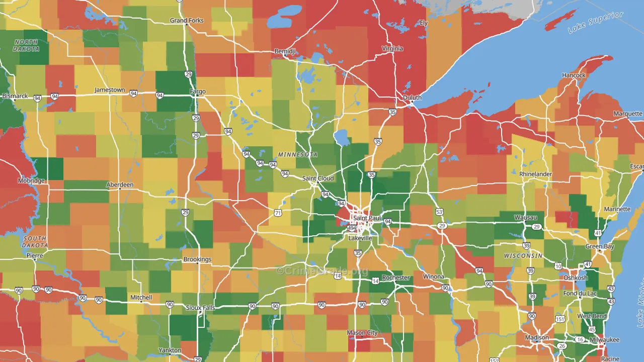 Minnesota Map of Vandalism Rates