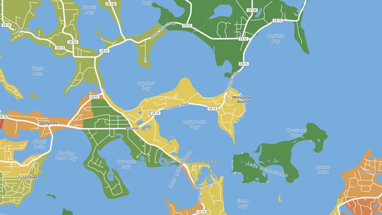 Minnetonka Beach, MN Map of Vandalism Rates