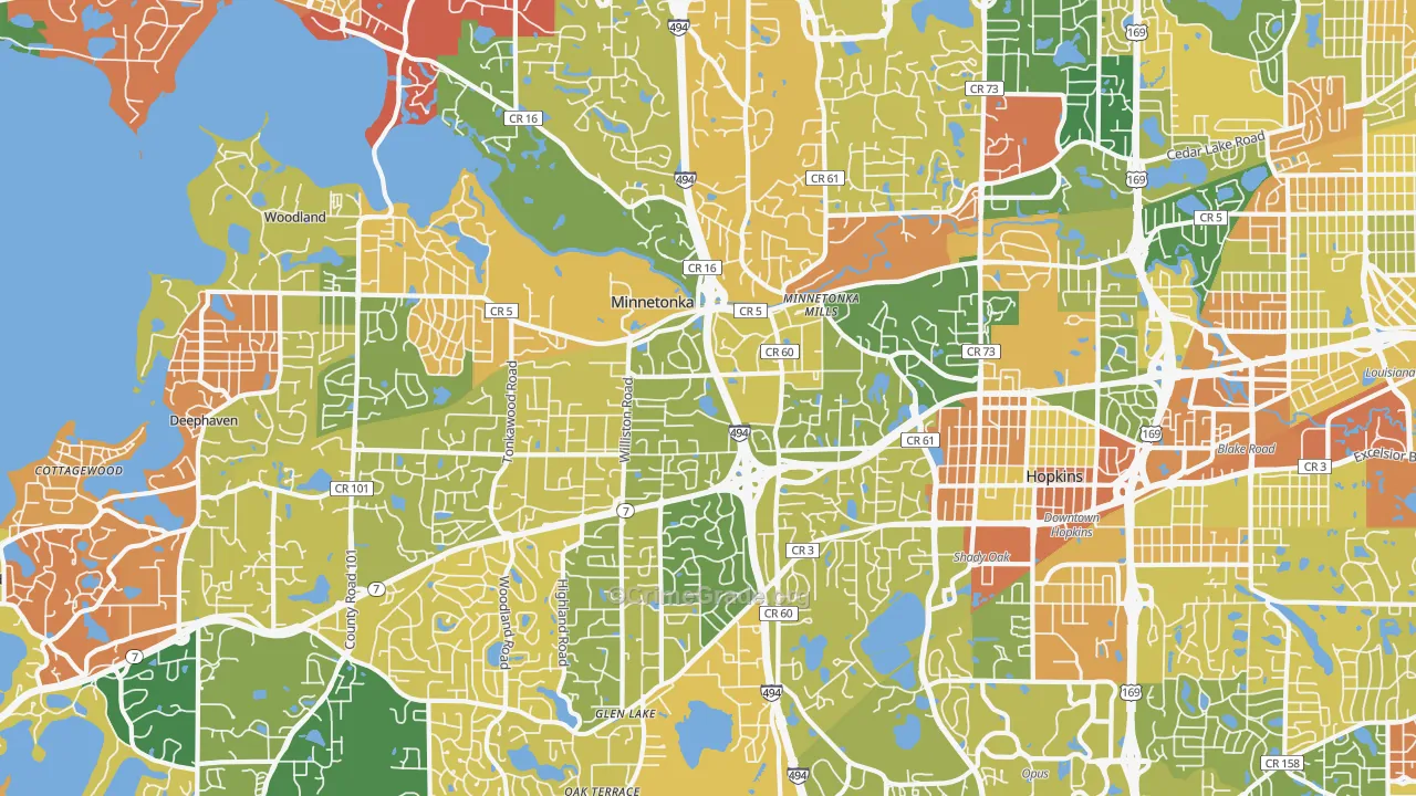 Minnetonka, MN Map of Vandalism Rates