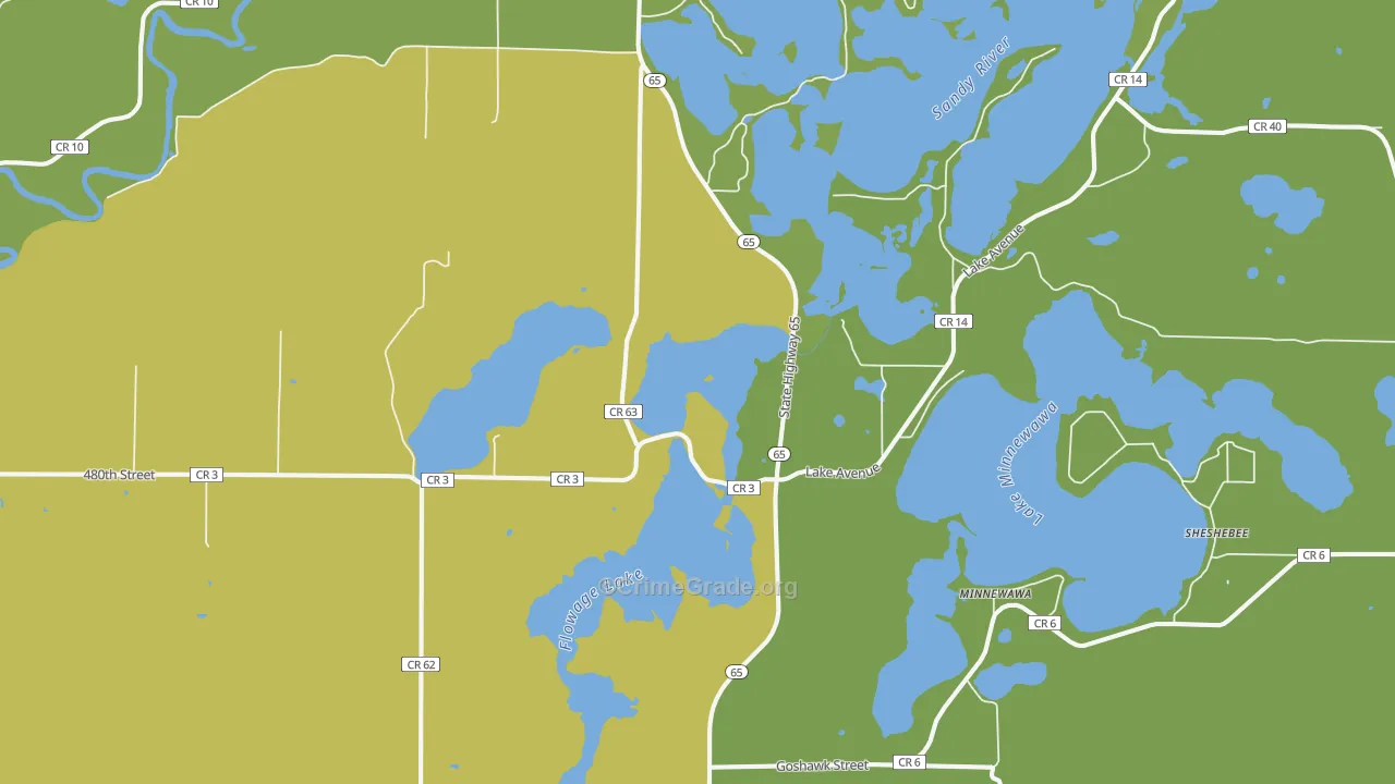 Minnewawa, MN Map of Vandalism Rates