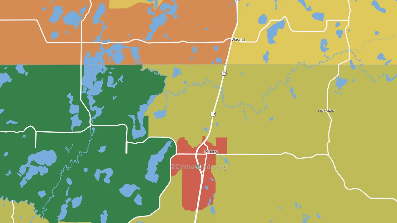Minong, WI Map of Vandalism Rates
