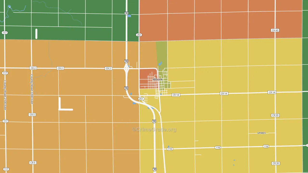 Minonk, IL Map of Vandalism Rates