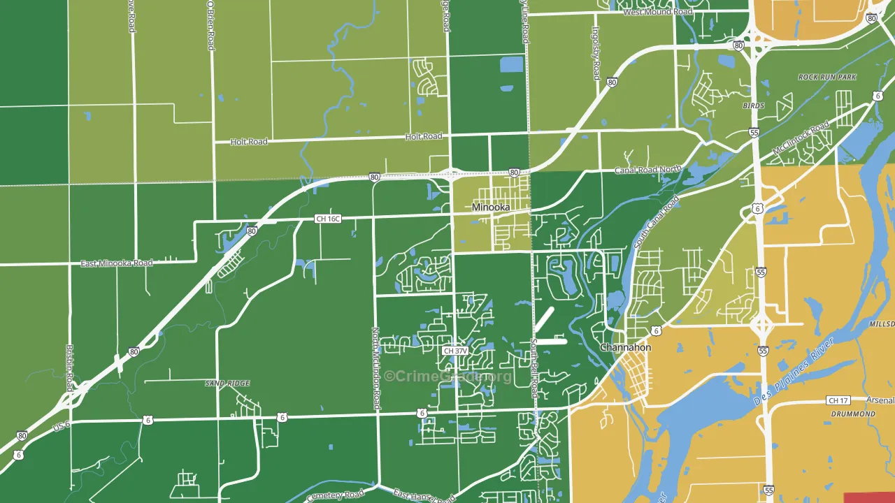 Minooka, IL Map of Vandalism Rates