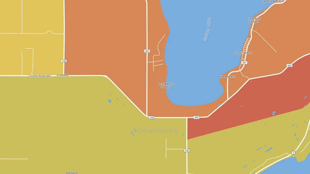 Minor Beach, MI Map of Vandalism Rates
