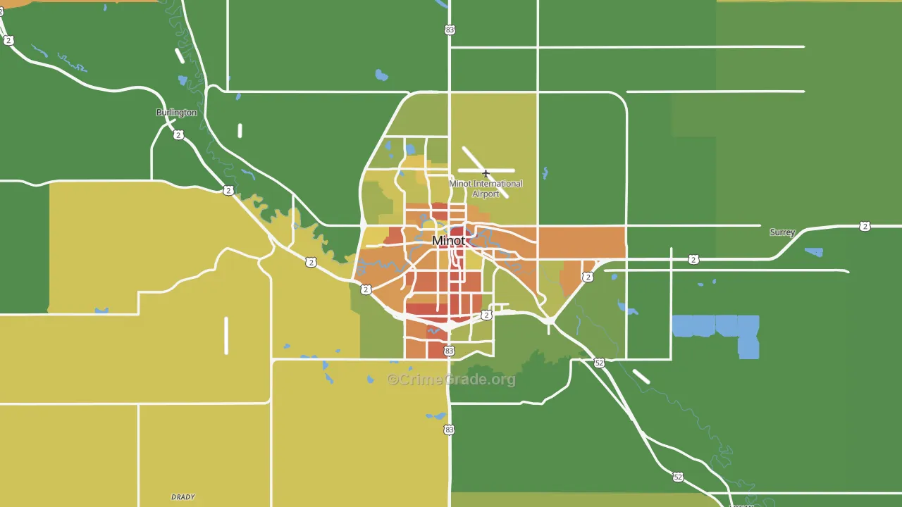 Minot, ND Map of Vandalism Rates
