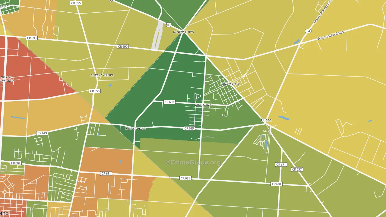 Minotola, NJ Map of Vandalism Rates