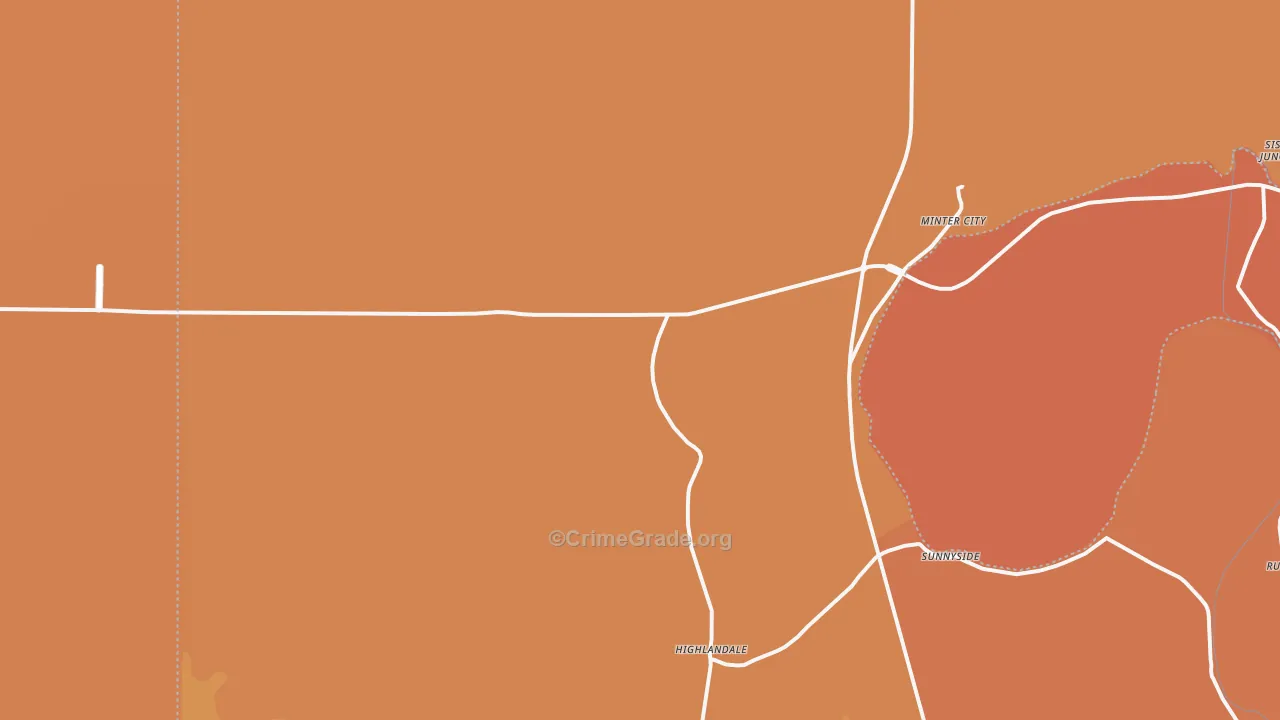 Minter City, MS Map of Vandalism Rates