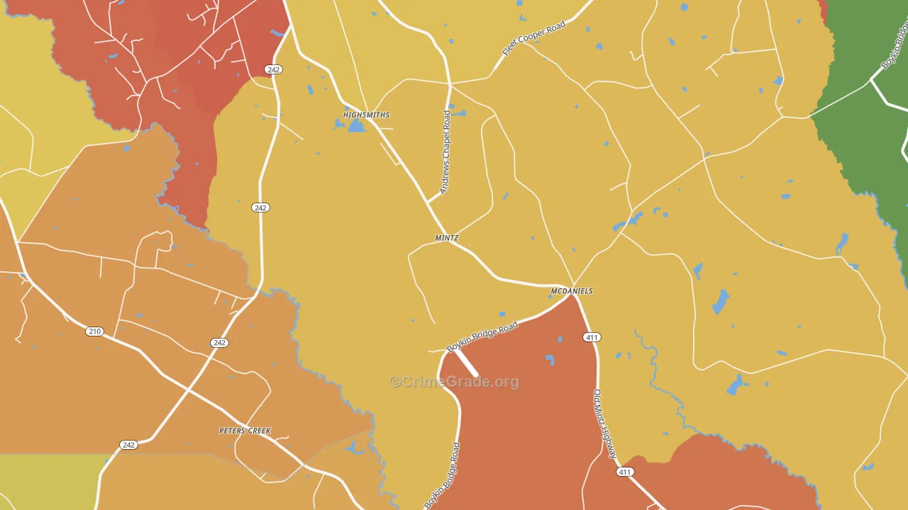 Mintz, NC Map of Vandalism Rates