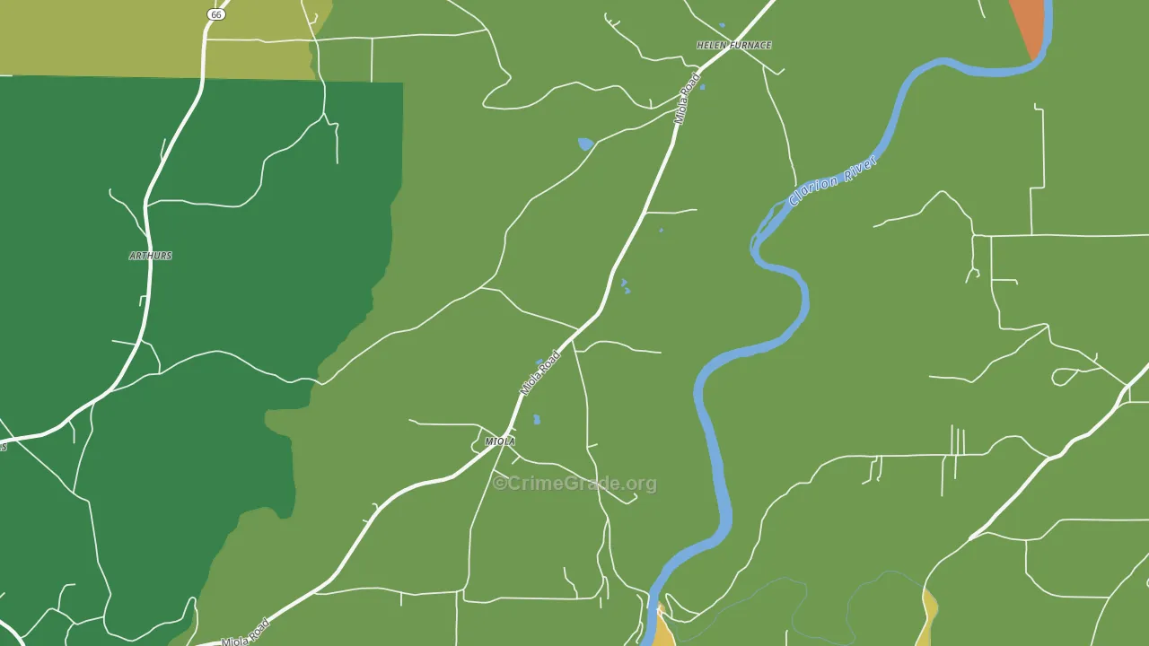 Miola, PA Map of Vandalism Rates