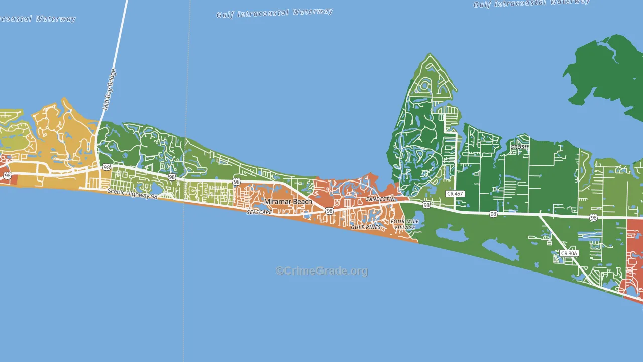 Miramar Beach, FL Map of Vandalism Rates