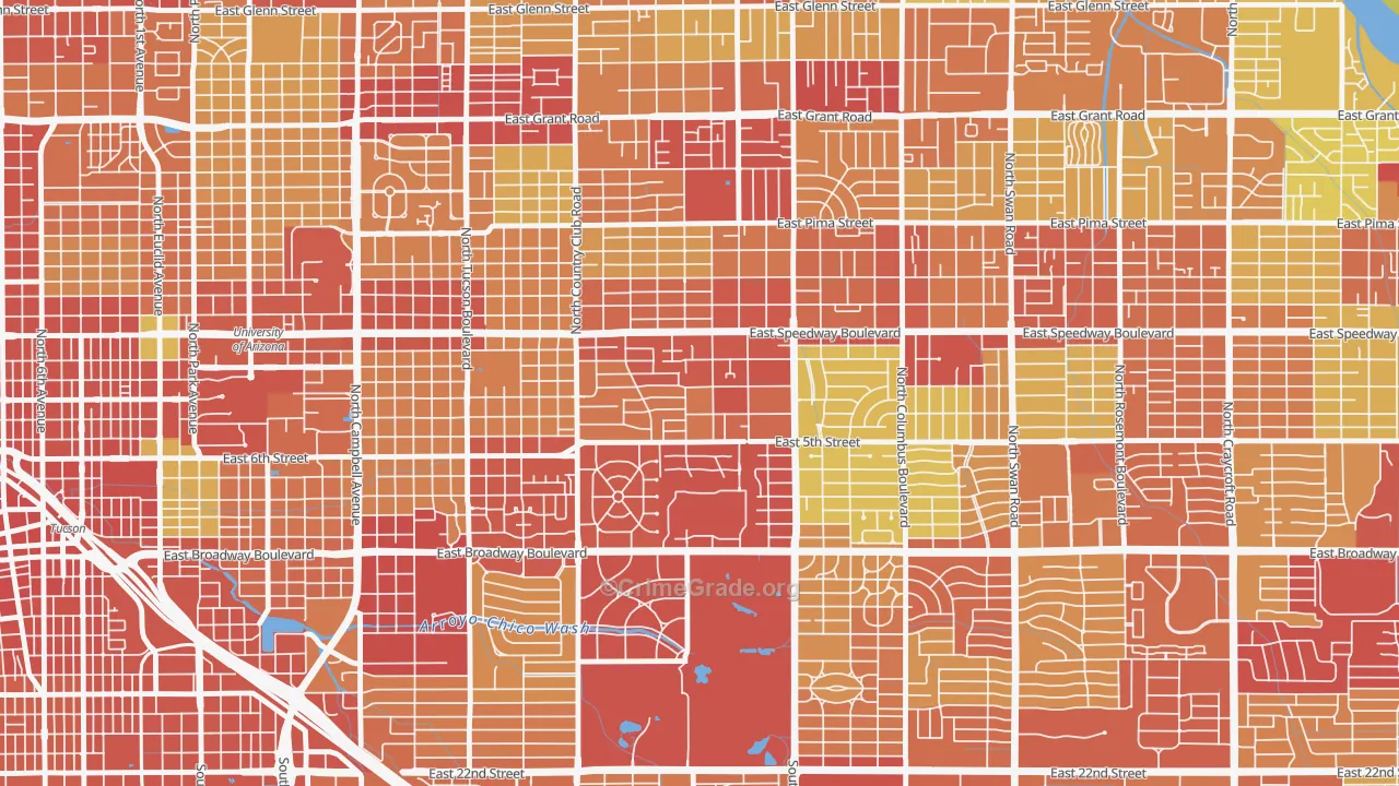 Miramonte, Tucson, AZ Map of Vandalism Rates