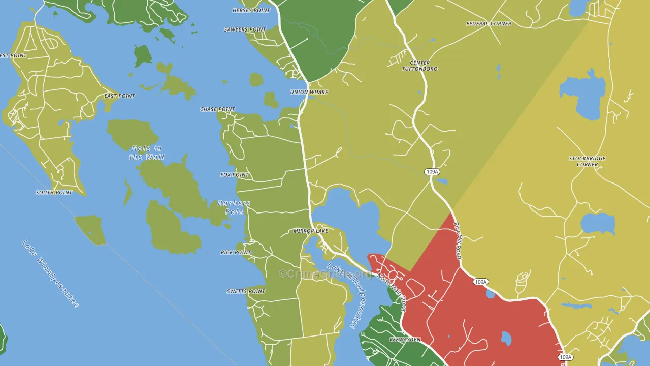 Mirror Lake, NH Map of Vandalism Rates