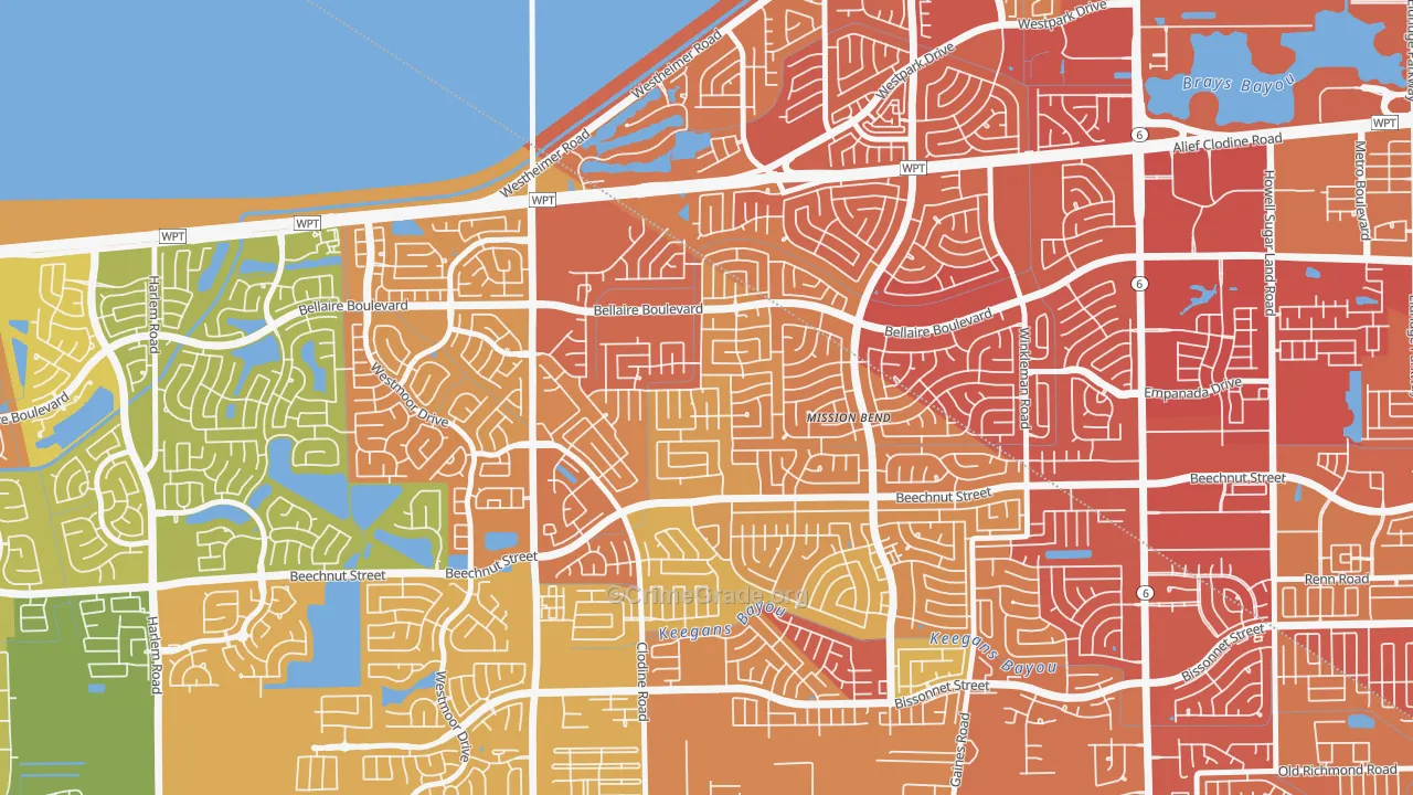 Mission Bend South, Mission Bend, TX Map of Vandalism Rates