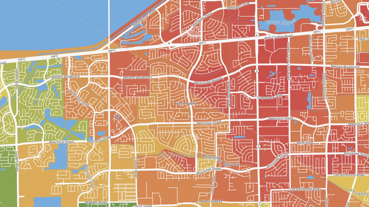 Mission Bend, TX Map of Vandalism Rates