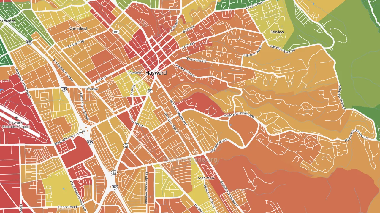 Mission-Foothill, Hayward, CA Map of Vandalism Rates