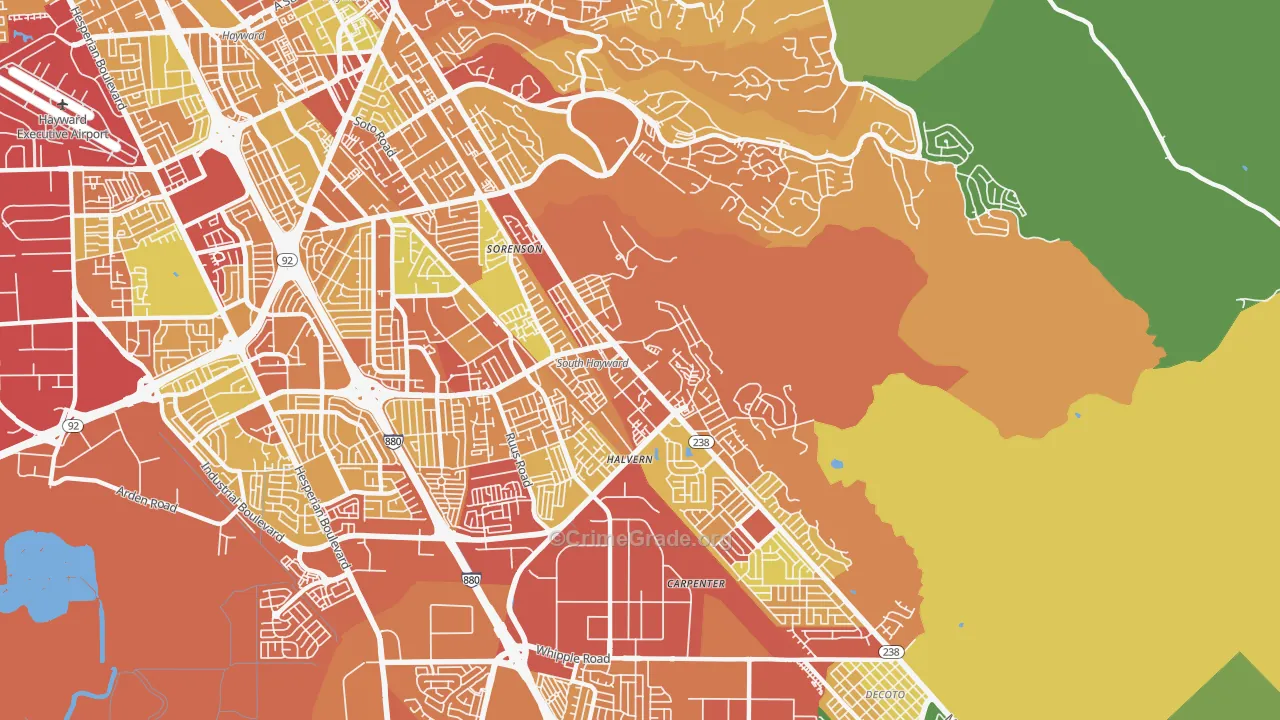 Mission-Garin, Hayward, CA Map of Vandalism Rates