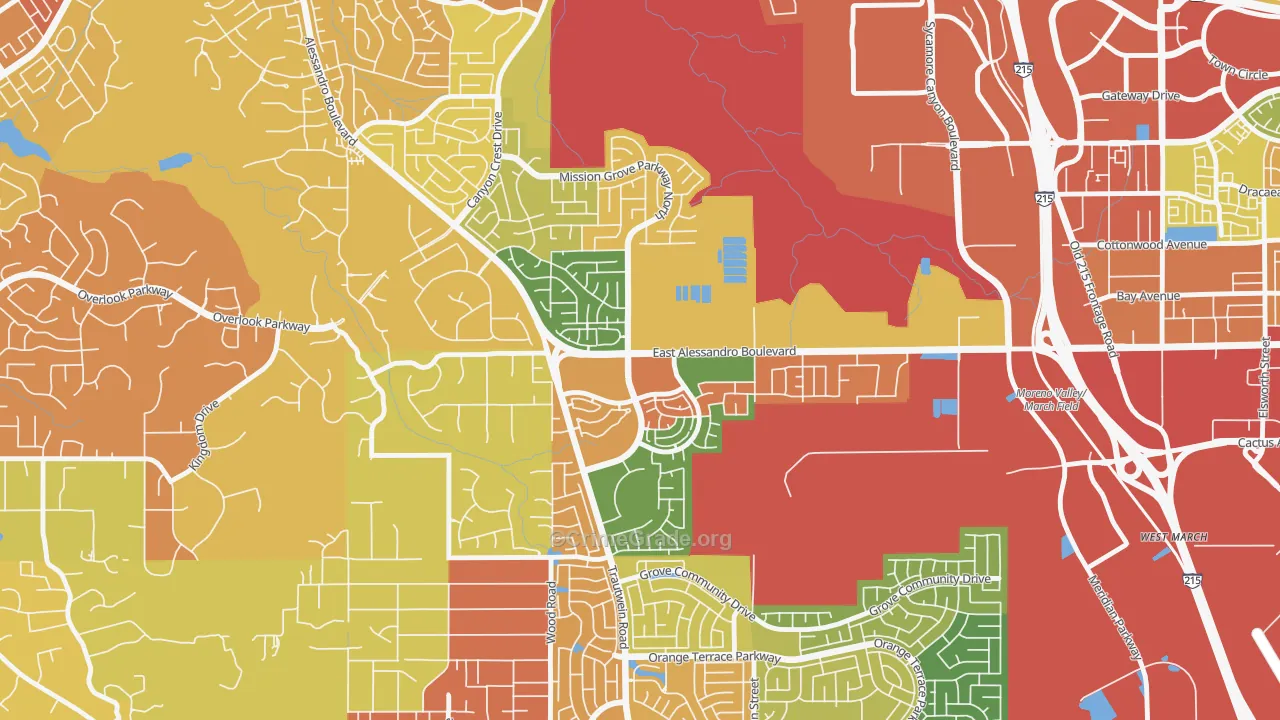 Mission Grove, Riverside, CA Map of Vandalism Rates