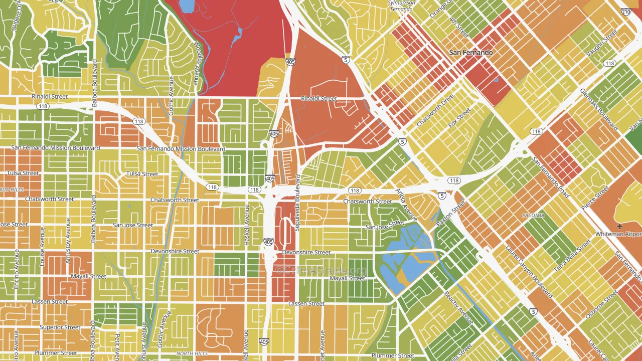 Mission Hills, CA Map of Vandalism Rates