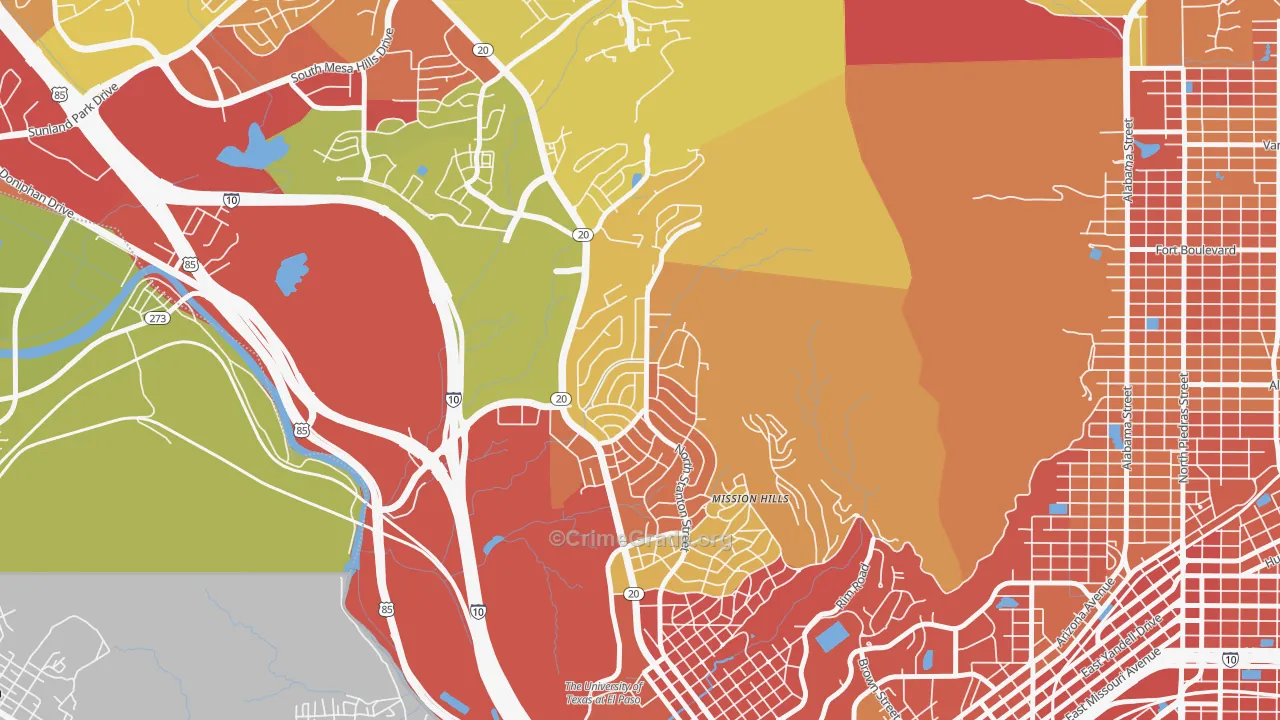 Mission Hills, El Paso, TX Map of Vandalism Rates