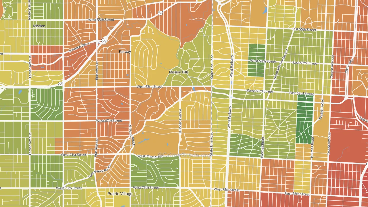 Mission Hills, KS Map of Vandalism Rates