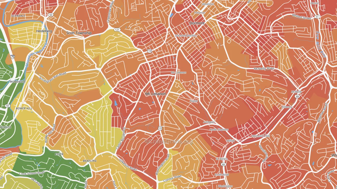 Mission Hills, Pittsburgh, PA Map of Vandalism Rates