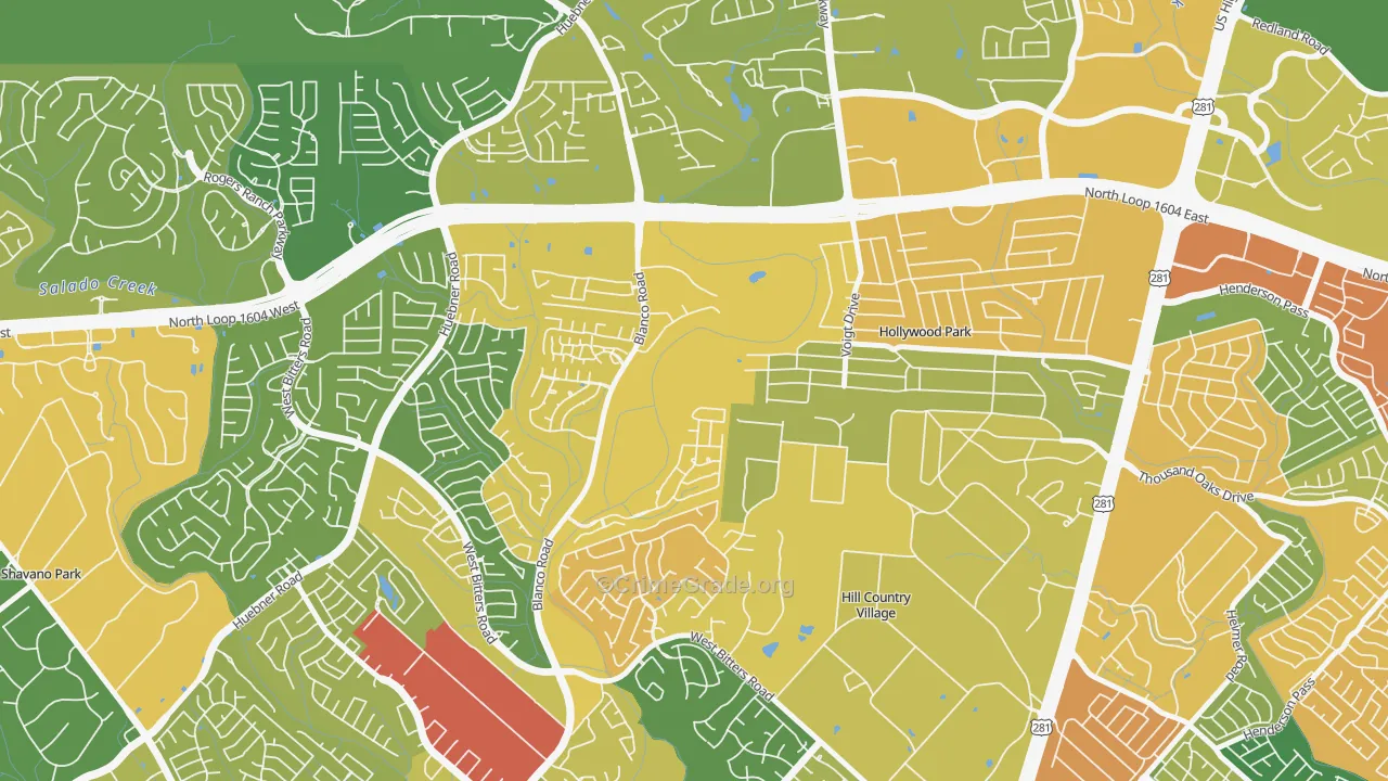 Mission Ridge, San Antonio, TX Map of Vandalism Rates