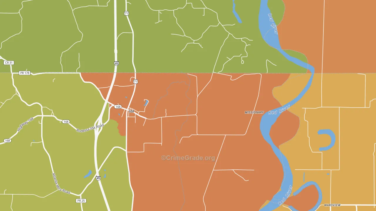 Missionary, LA Map of Vandalism Rates