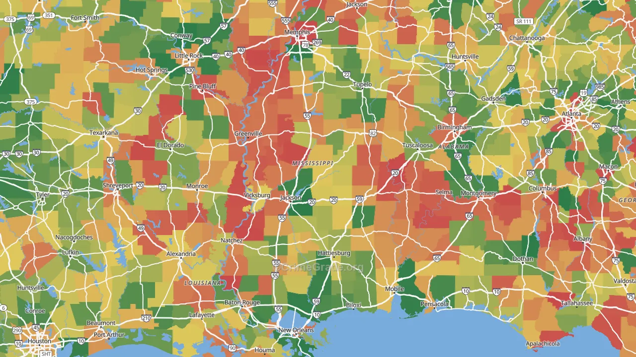 Mississippi Map of Vandalism Rates