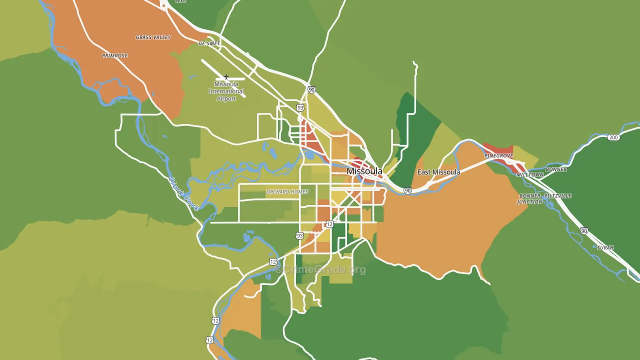 Missoula, MT Map of Vandalism Rates