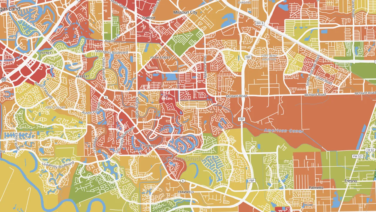 Missouri City, TX Map of Vandalism Rates