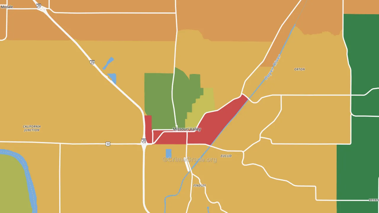 Missouri Valley, IA Map of Vandalism Rates
