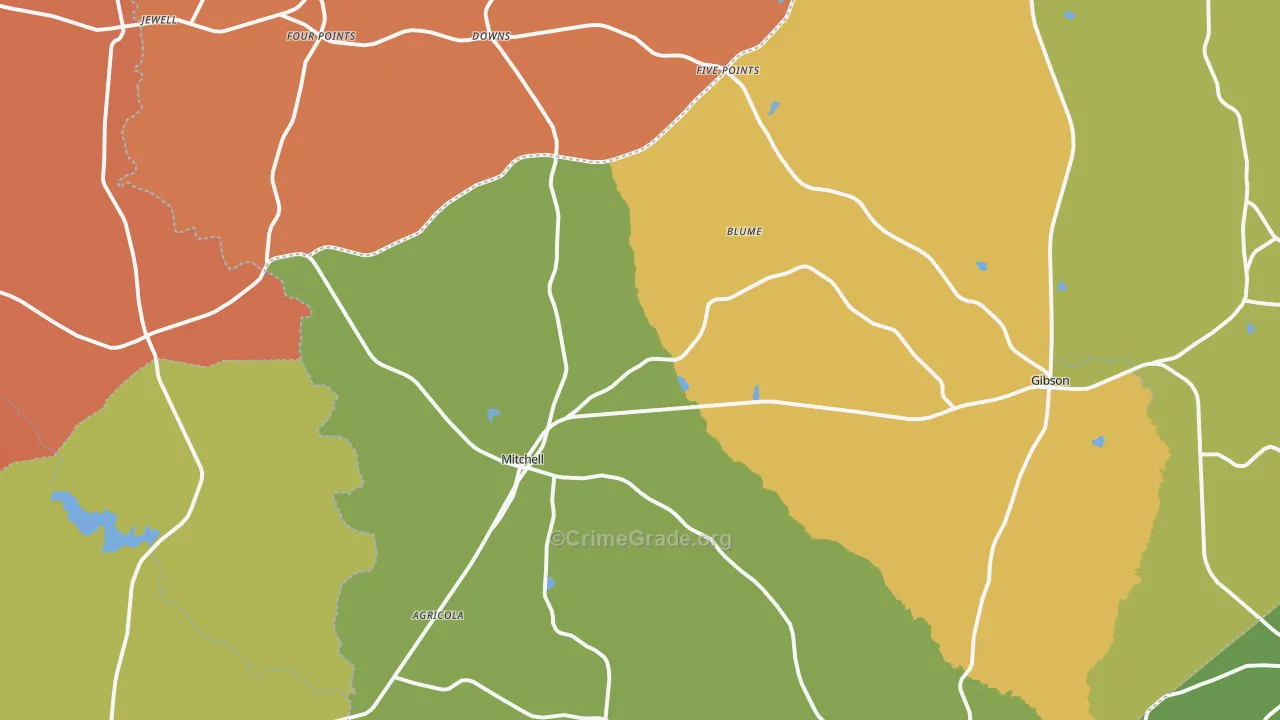 Mitchell, GA Map of Vandalism Rates