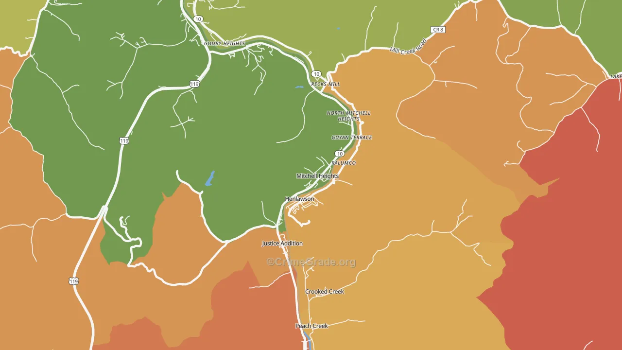Mitchell Heights, WV Map of Vandalism Rates