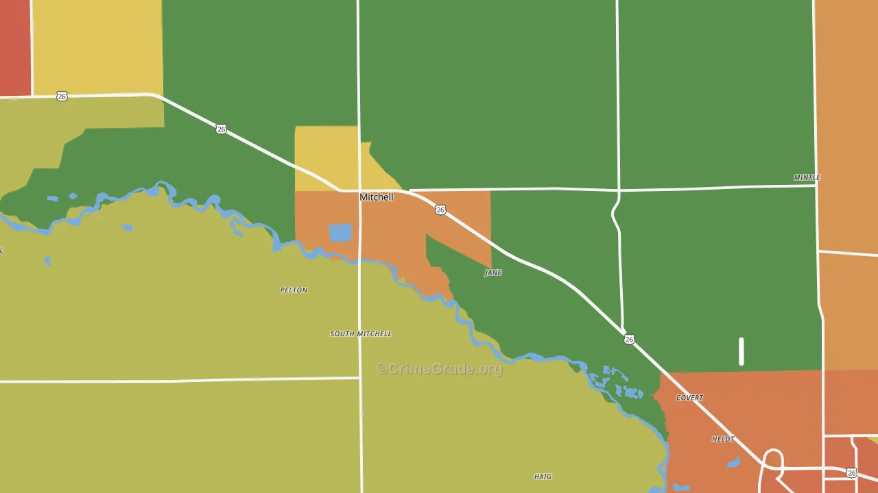 Mitchell, NE Map of Vandalism Rates