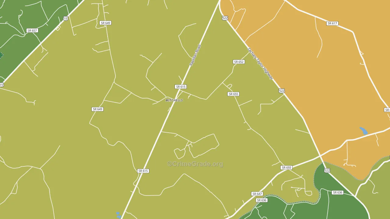 Mitchells, VA Map of Vandalism Rates