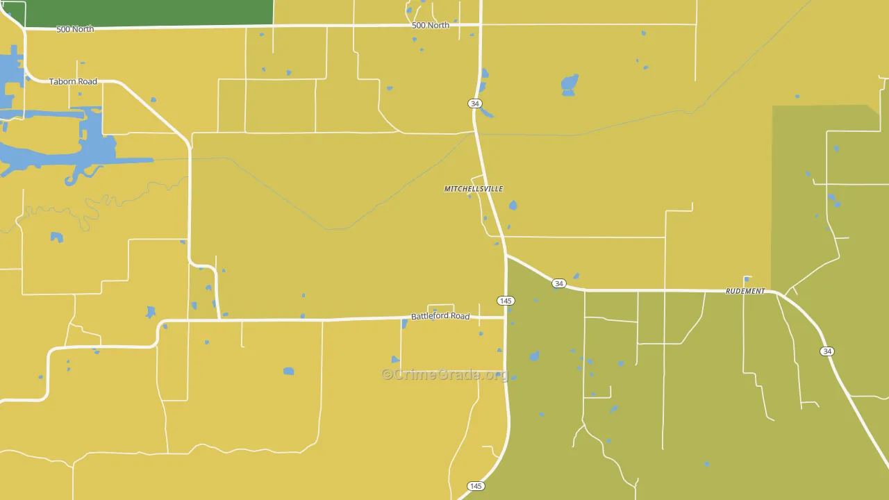 Mitchellsville, IL Map of Vandalism Rates