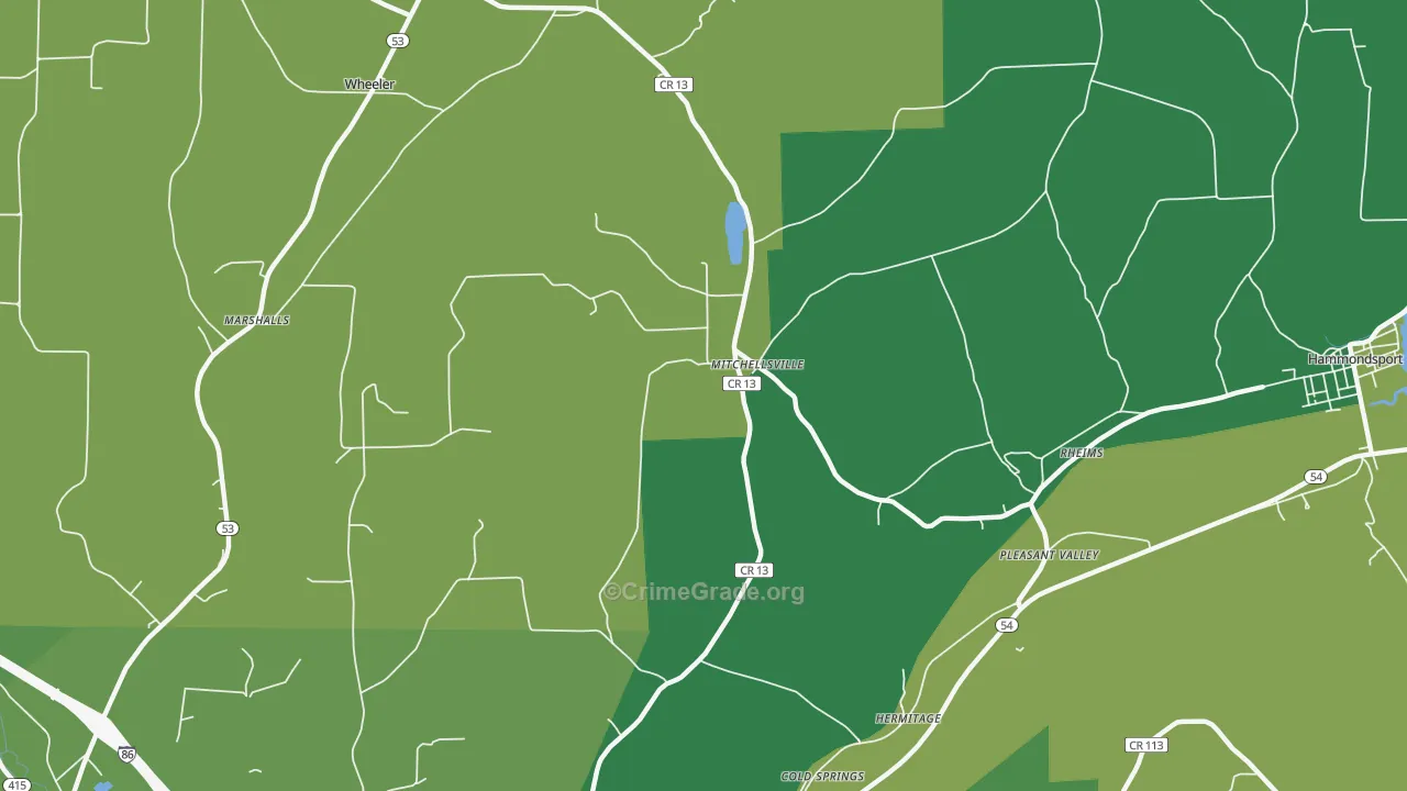 Mitchellsville, NY Map of Vandalism Rates